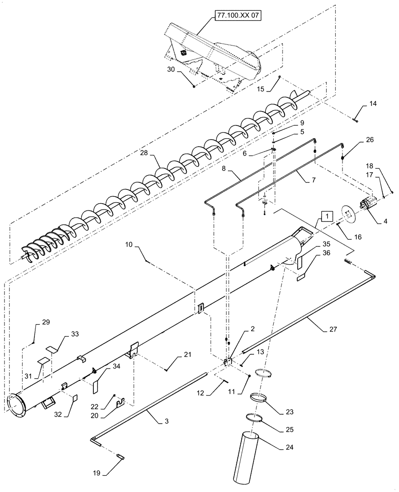 Схема запчастей Case IH 4465 - (77.100.XX[06]) - MANUAL AUGER TUBE 10 INCH 350/435/460 BUSHEL (77) - SEEDING/PLANTING