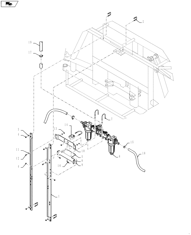 Схема запчастей Case IH 4420 - (09-054) - PLUMBING, CENTER SECTION, 6 SECTION, LO-FLOW Liquid Plumbing