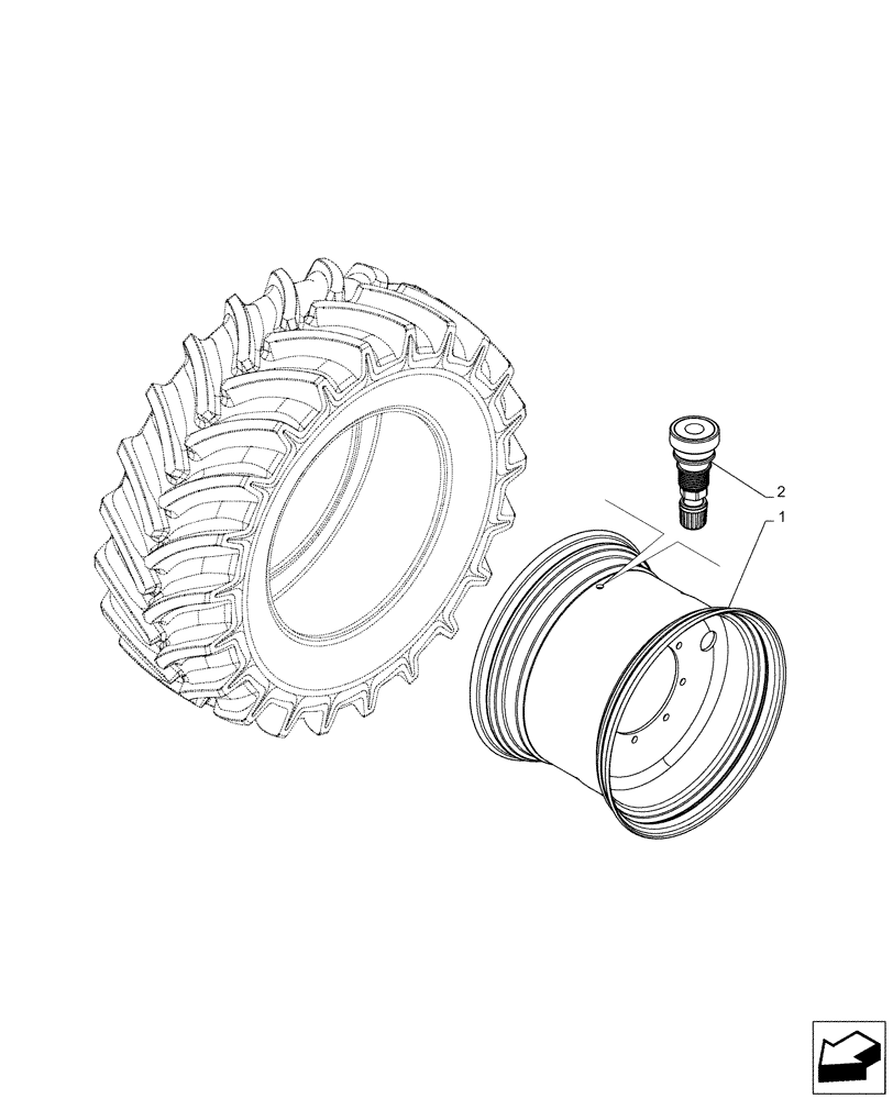 Схема запчастей Case IH PUMA 165 CVT - (44.511.AE[09]) - VAR - 8859901, 8865401 - FRONT, WHEEL (TW15LX30) (44) - WHEELS