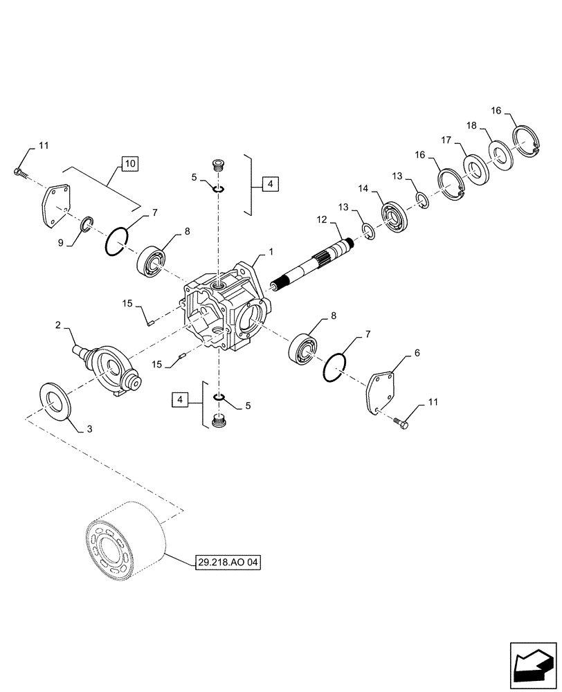 Схема запчастей Case IH SR175 - (29.218.AO[03]) - TANDEM, HYDROSTATIC PUMP, 35CC DDC, FRONT (SR130 - SV185) (29) - HYDROSTATIC DRIVE