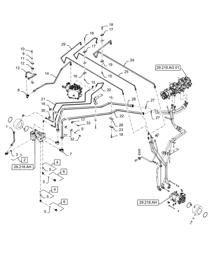 Схема запчастей Case IH WD2304 - (29.204.AB[01]) - DRIVE, HYDRAULIC SYSTEM, 6 CYLINDER, STANDARD SPEED (29) - HYDROSTATIC DRIVE