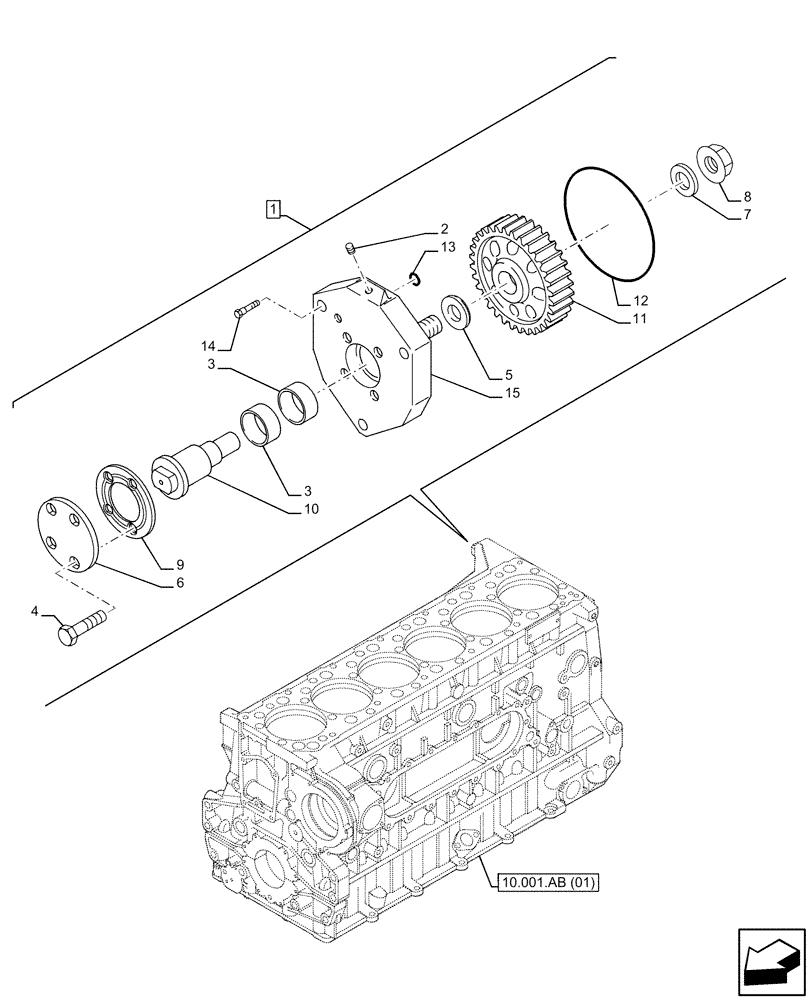 Схема запчастей Case IH F3BE9684B H001 - (10.114.AB) - PULLEY DRIVE - SUPPORT (10) - ENGINE