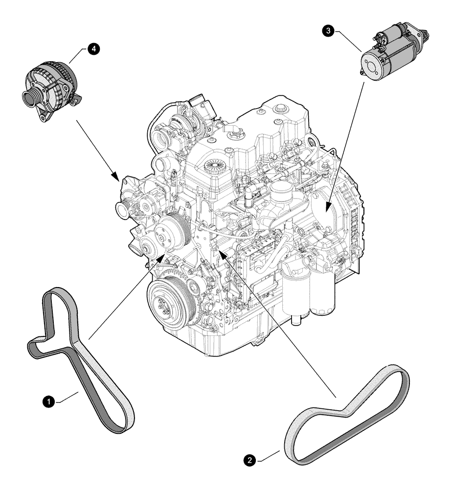 Схема запчастей Case IH MAXXUM 120 - (0.05.4[02]) - MAINTENANCE PARTS - STARTER MOTOR, ALTERNATOR, BELTS (00) - GENERAL