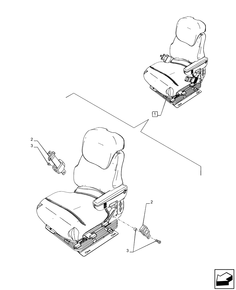 Схема запчастей Case IH PUMA 150 - (90.151.AD[07]) - VAR - 758260, 758261, 758262, 758263 - DRIVER SEAT, SEAT BELT (90) - PLATFORM, CAB, BODYWORK AND DECALS