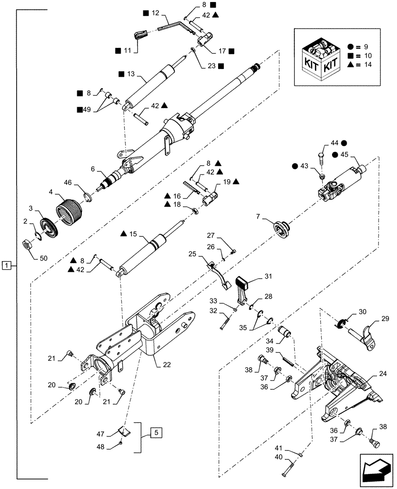 Схема запчастей Case IH 6140 - (41.101.AC) - STEERING COLUMN, COMPONENTS (41) - STEERING