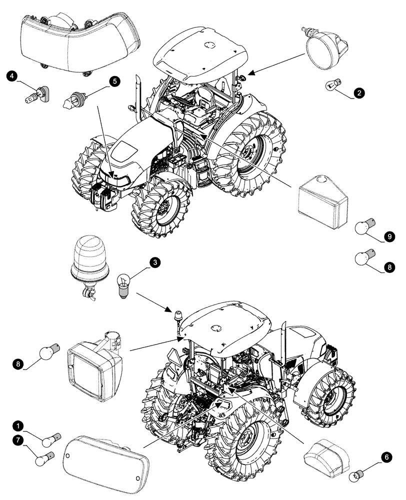 Схема запчастей Case IH FARMALL 115C - (05.100.04[04]) - MAINTENANCE PARTS - BULBS (05) - SERVICE & MAINTENANCE