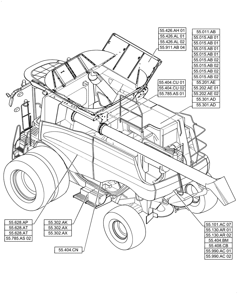 Схема запчастей Case IH 6140 - (00.000.55[02]) - PICTORIAL INDEX - ELECTRICAL SYSTEMS (00) - GENERAL & PICTORIAL INDEX