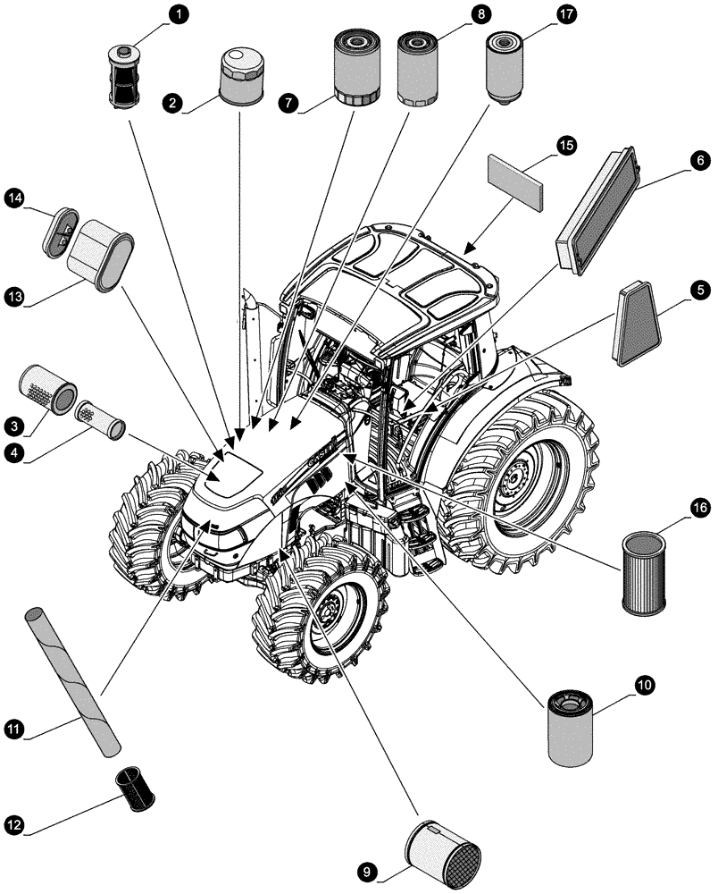 Схема запчастей Case IH FARMALL 105C - (05.100.04[01]) - MAINTENANCE PARTS - FILTERS (05) - SERVICE & MAINTENANCE