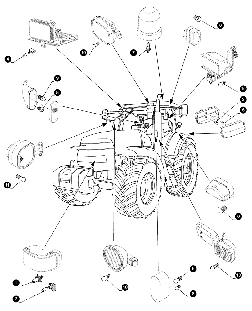 Схема запчастей Case IH PUMA 130 - (05.100.04[04]) - MAINTENANCE PARTS - BULBS (05) - SERVICE & MAINTENANCE