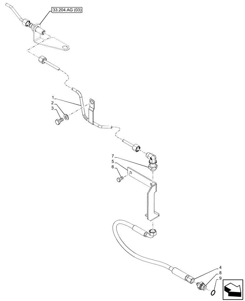 Схема запчастей Case IH PUMA 200 CVT - (33.204.AG[04]) - VAR - 758049 - FRONT, BRAKE LINE (33) - BRAKES & CONTROLS