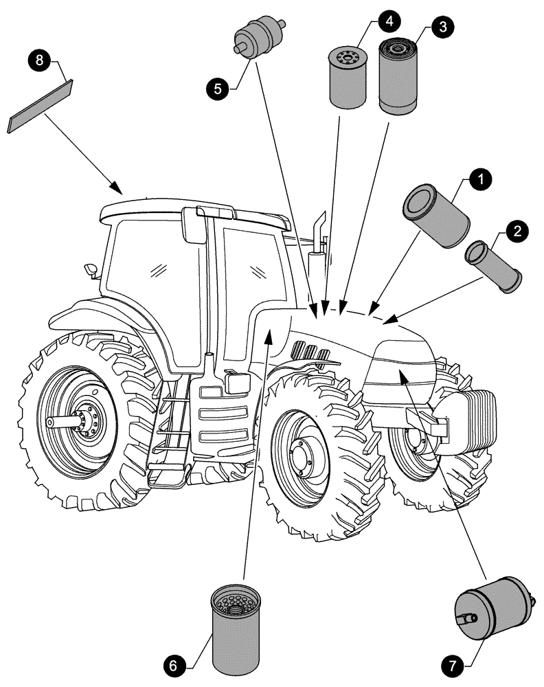 Схема запчастей Case IH MX150 - (00-40[01]) - MAINTENANCE PARTS - FILTERS (00) - GENERAL & PICTORIAL INDEX