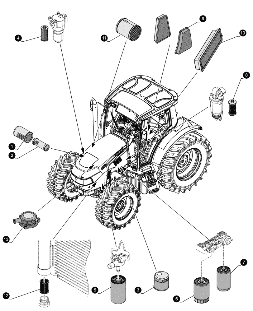 Схема запчастей Case IH FARMALL 105U - (05.100.04[01]) - MAINTENANCE PARTS - FILTERS (05) - SERVICE & MAINTENANCE