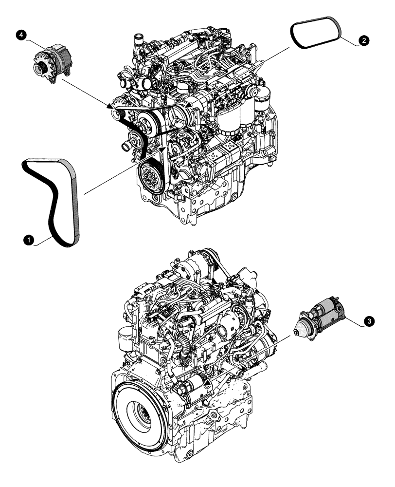 Схема запчастей Case IH FARMALL 115C - (05.100.04[02]) - MAINTENANCE PARTS - STARTER MOTOR, ALTERNATOR, BELTS (05) - SERVICE & MAINTENANCE