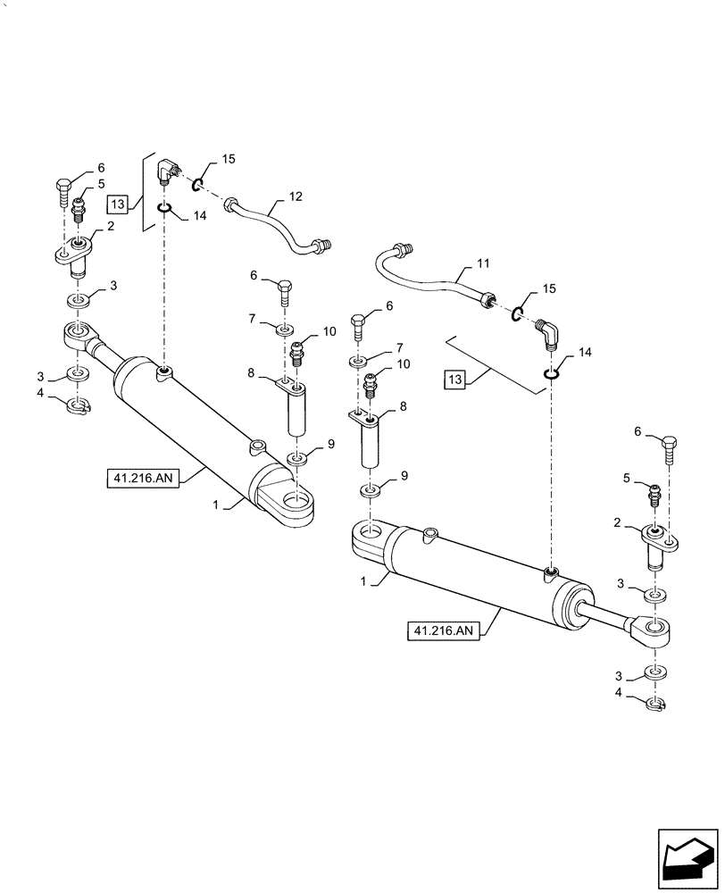 Схема запчастей Case IH PUMA 2304 - (41.216.AV[01]) - FRONT AXLE, HYDRAULIC STEERING CYLINDER (41) - STEERING