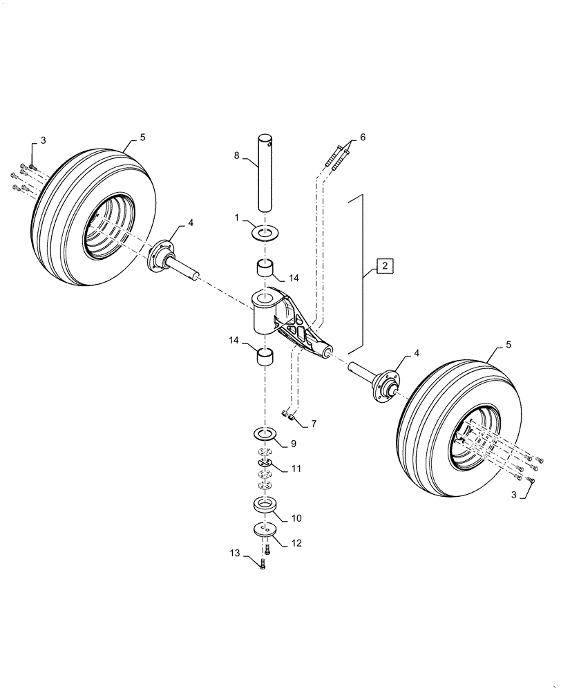 Схема запчастей Case IH 500T - (44.901.AA[01]) - DOUBLE CASTER ASSY STANDARD 25,30,40 FOOT (44) - WHEELS