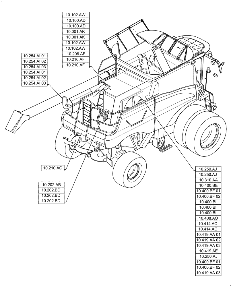 Схема запчастей Case IH 6140 - (00.000.10[01]) - PICTORIAL INDEX - ENGINE (00) - GENERAL & PICTORIAL INDEX