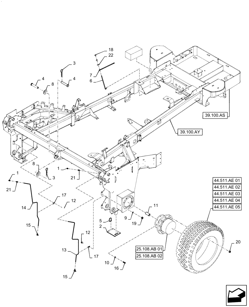 Схема запчастей Case IH WD2104 - (39.100.AB) - MAIN FRAME, FRONT (39) - FRAMES AND BALLASTING