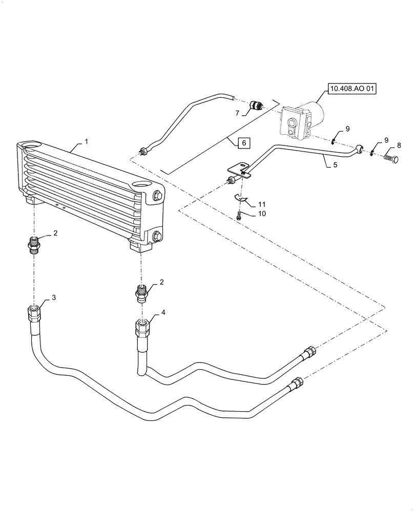 Схема запчастей Case IH FARMALL 35A - (21.109.AL[01]) - TRANSMISSION OIL COOLER, HST (21) - TRANSMISSION