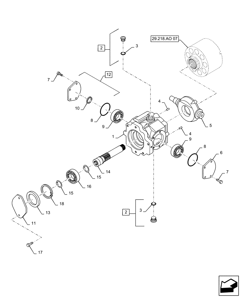 Схема запчастей Case IH SR150 - (29.218.AO[08]) - TANDEM HYDROSTATIC PUMP, 35CC DISPLACEMENT CONTROL, REAR (SR130 - SV185) (29) - HYDROSTATIC DRIVE