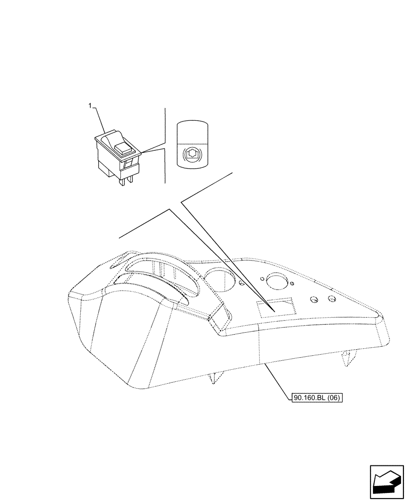 Схема запчастей Case IH PUMA 220 - (55.522.AJ[01]) - VAR - 332722, 332723, 332724, 332725, 392114, 392115, 392116 - REAR POWER TAKE-OFF (PTO) SAFETY SWITCH (55) - ELECTRICAL SYSTEMS