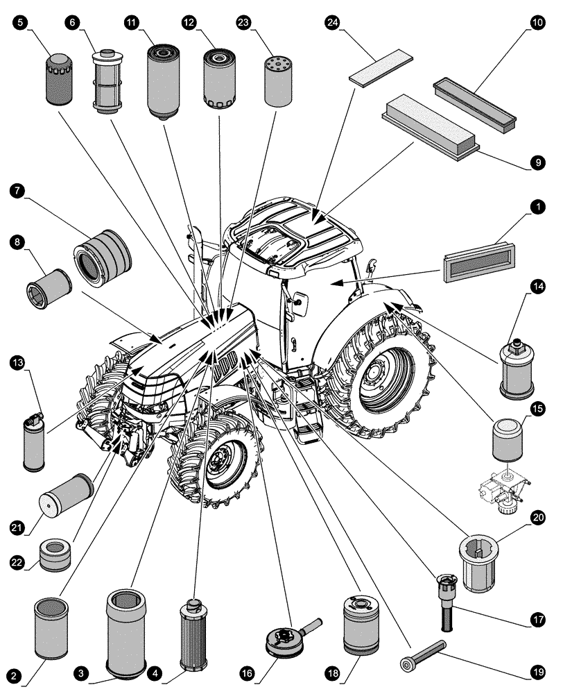 Схема запчастей Case IH PUMA 170 - (05.100.04[01]) - MAINTENANCE PARTS - FILTERS (05) - SERVICE & MAINTENANCE