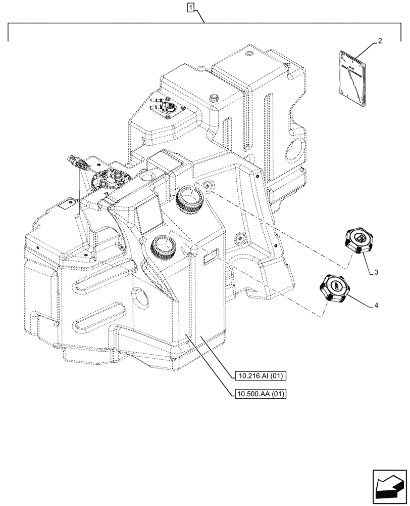 Схема запчастей Case IH MAXXUM 115 - (88.100.10[02]) - DIA KIT, DEF/ADBLUE™ TANK, FUEL TANK, CAP (88) - ACCESSORIES