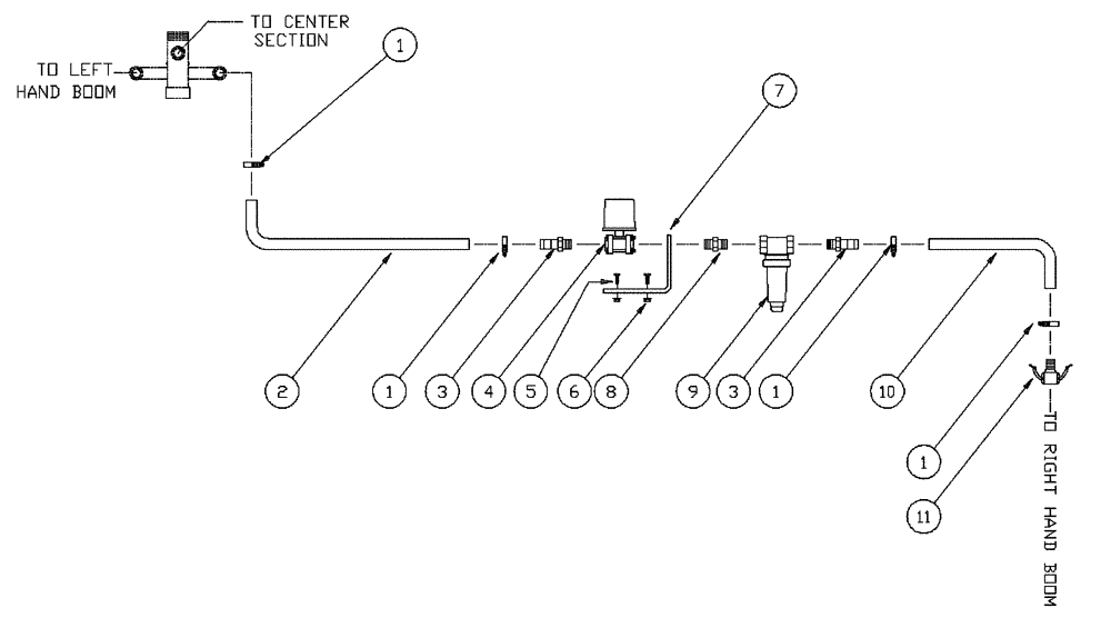 Схема запчастей Case IH PATRIOT 150 - (09-025) - 60 3-BOOM SHUTOFF - RH BOOM Liquid Plumbing