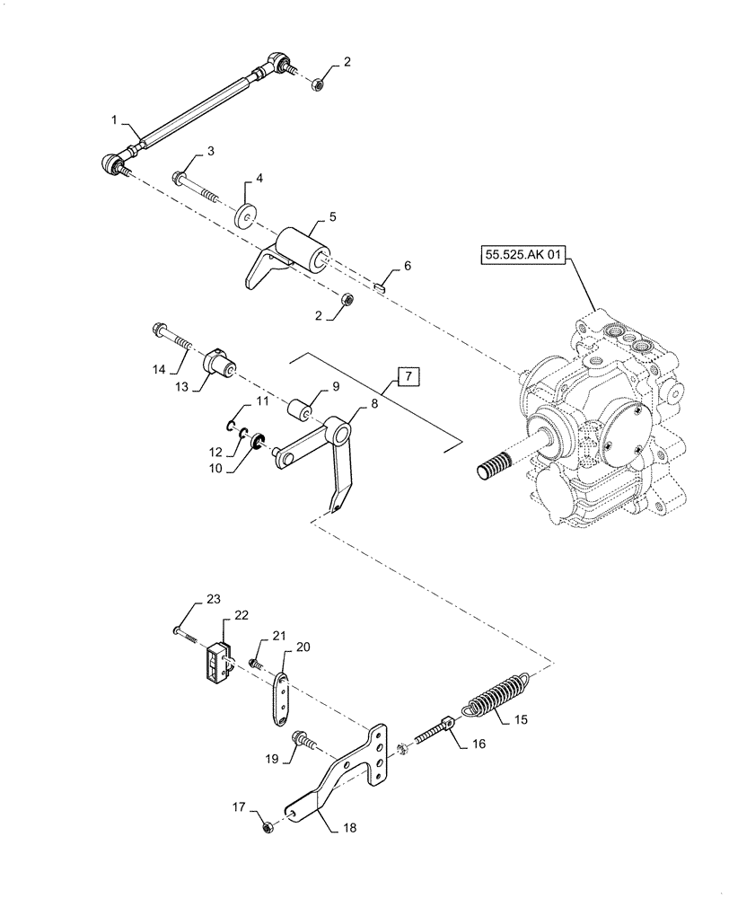 Схема запчастей Case IH FARMALL 35A - (29.200.AI[01]) - CONTROL LINK, HST (29) - HYDROSTATIC DRIVE