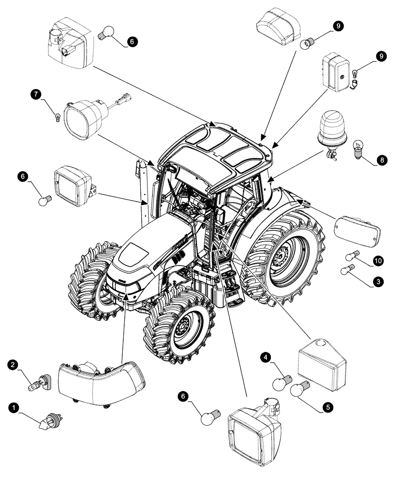 Схема запчастей Case IH FARMALL 105U - (05.100.04[04]) - MAINTENANCE PARTS - BULBS (05) - SERVICE & MAINTENANCE