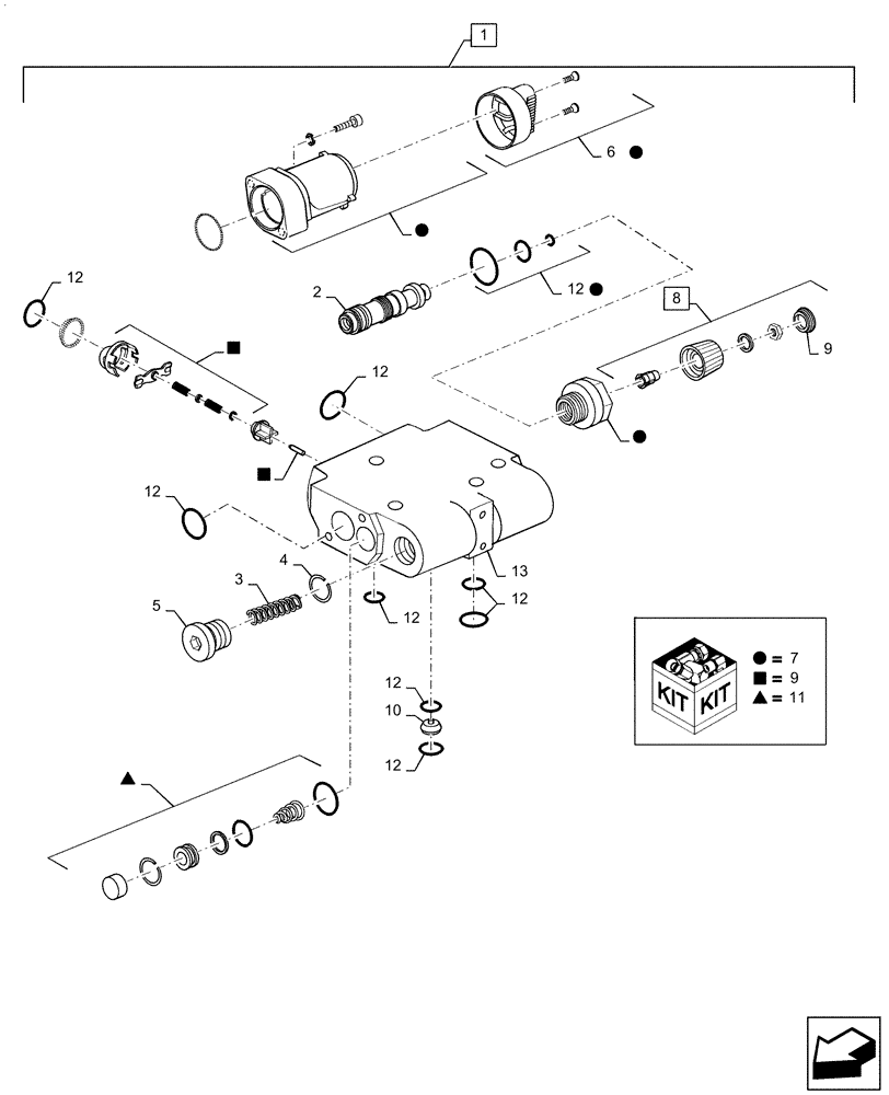 Схема запчастей Case IH PUMA 2304 - (35.204.BE[03]) - VALVE CONTROL - BREAKDOWN (35) - HYDRAULIC SYSTEMS