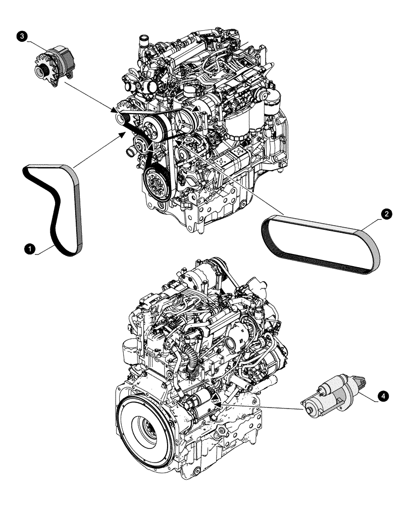 Схема запчастей Case IH FARMALL 105U - (05.100.04[02]) - MAINTENANCE PARTS - STARTER MOTOR, ALTERNATOR, BELTS (05) - SERVICE & MAINTENANCE