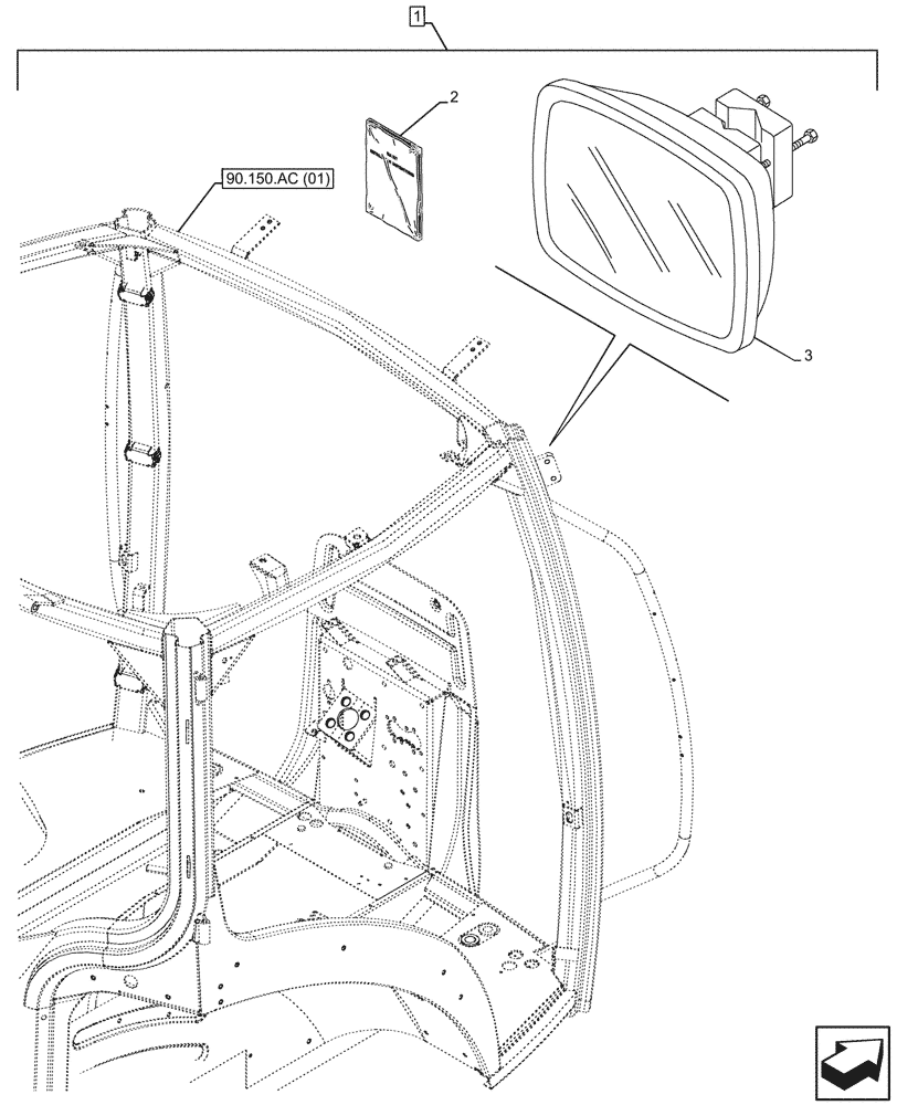 Схема запчастей Case IH MAXXUM 150 - (88.100.90[05]) - DIA KIT, REAR VIEW MIRROR (88) - ACCESSORIES