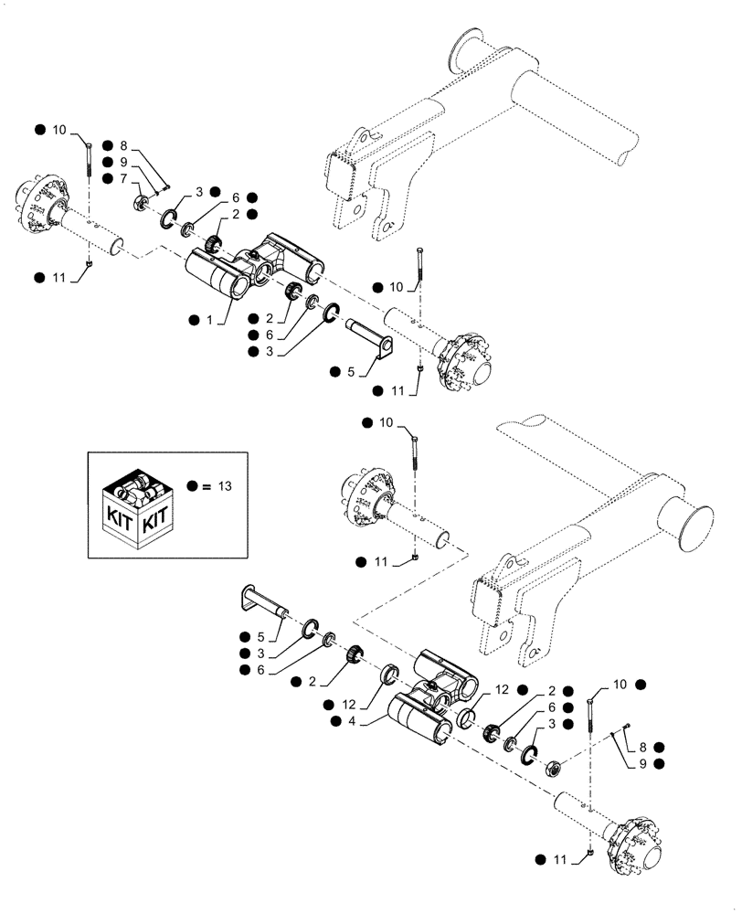 Схема запчастей Case IH 870 - (44.100.03) - TANDEM BEARING UPGRADE KIT (44) - WHEELS