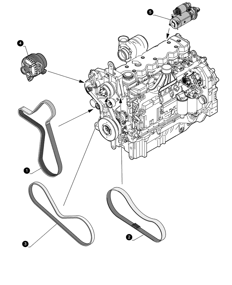 Схема запчастей Case IH PUMA 155 - (0.05.4[02]) - MAINTENANCE PARTS - STARTER MOTOR, ALTERNATOR, BELTS (00) - GENERAL