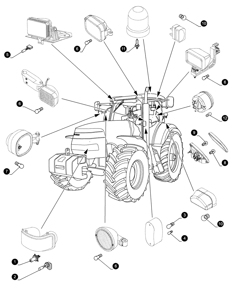 Схема запчастей Case IH PUMA 160 - (05.100.04[04]) - MAINTENANCE PARTS - BULBS (05) - SERVICE & MAINTENANCE