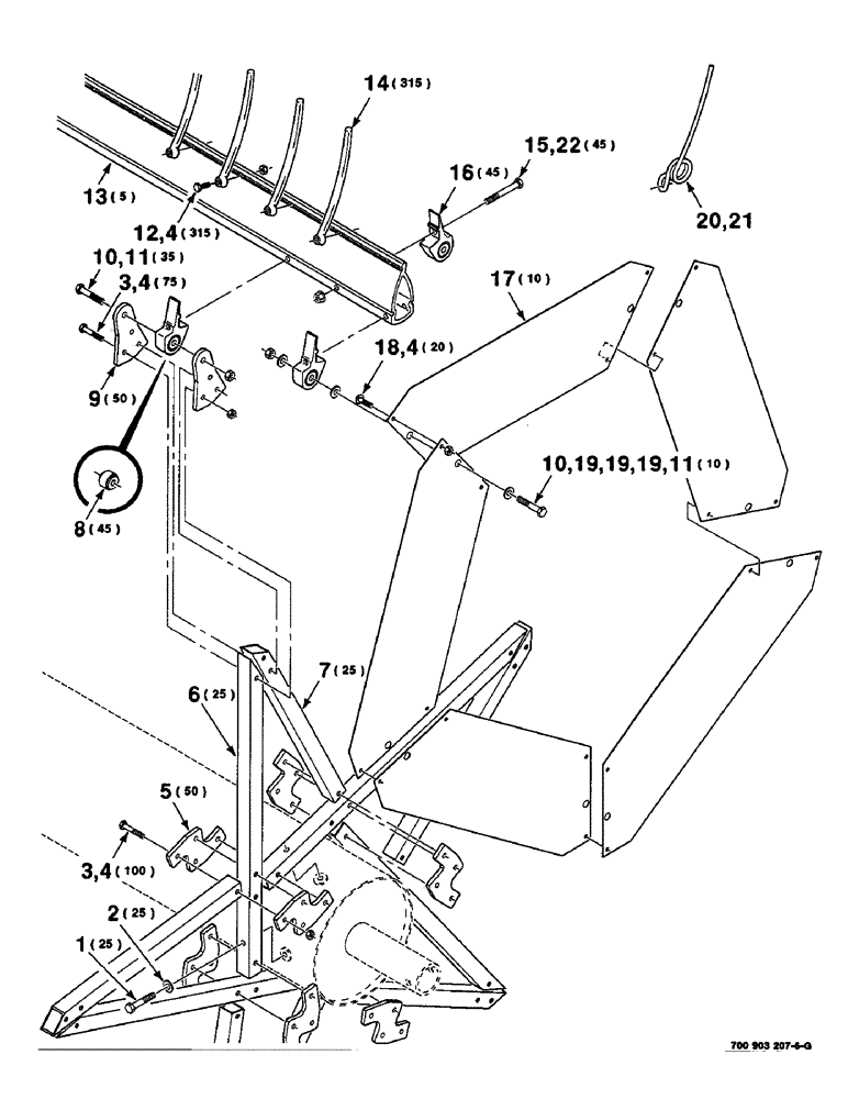 Схема запчастей Case IH 8820 - (3-24) - PICKUP REEL ASSEMBLY, 21 FOOT, UNIVERSAL HARVESTER SERIAL NUMBER 224700 AND LATER (58) - ATTACHMENTS/HEADERS