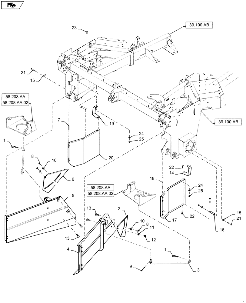 Схема запчастей Case IH WD1904 - (58.209.AA[01]) - SHIELD, FINAL DRIVE, MANUAL ADJUSTABLE WINDROW (58) - ATTACHMENTS/HEADERS