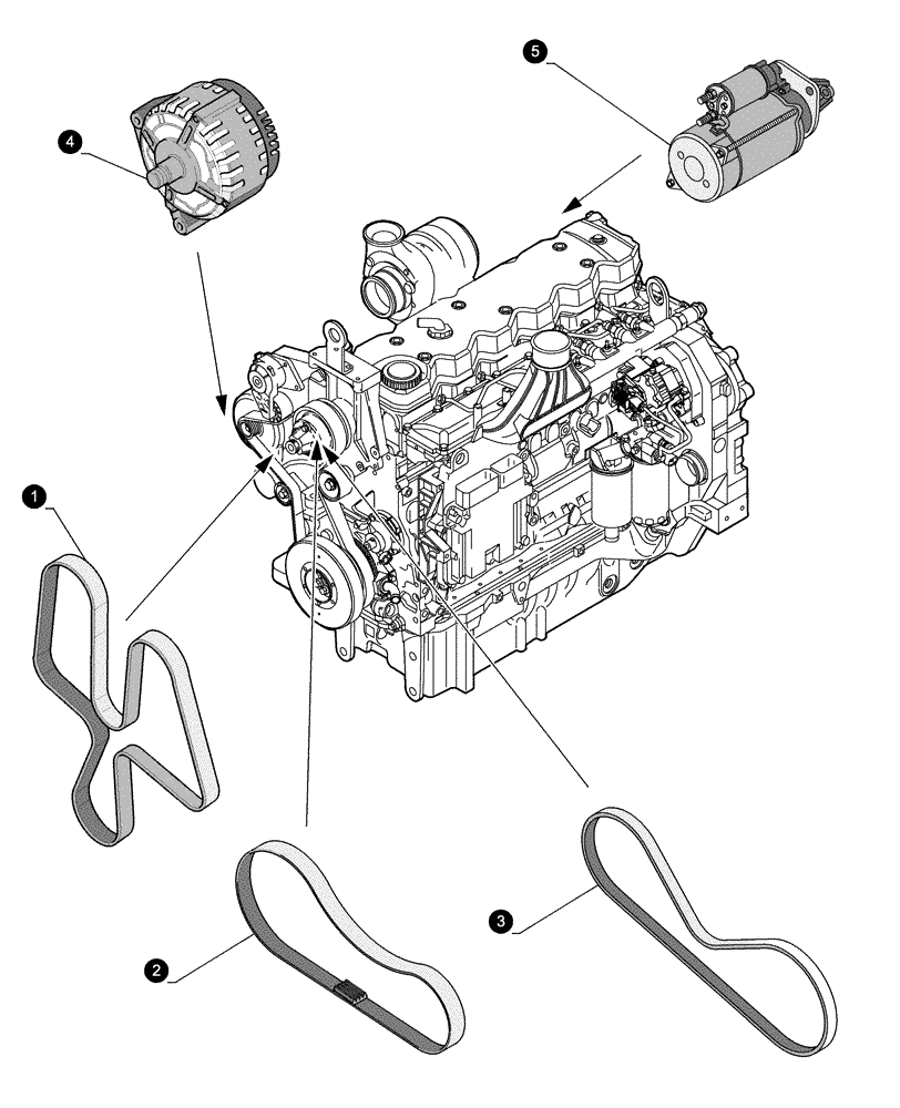 Схема запчастей Case IH PUMA 215 - (05.100.04[02]) - MAINTENANCE PARTS - STARTER MOTOR, ALTERNATOR, BELTS (05) - SERVICE & MAINTENANCE