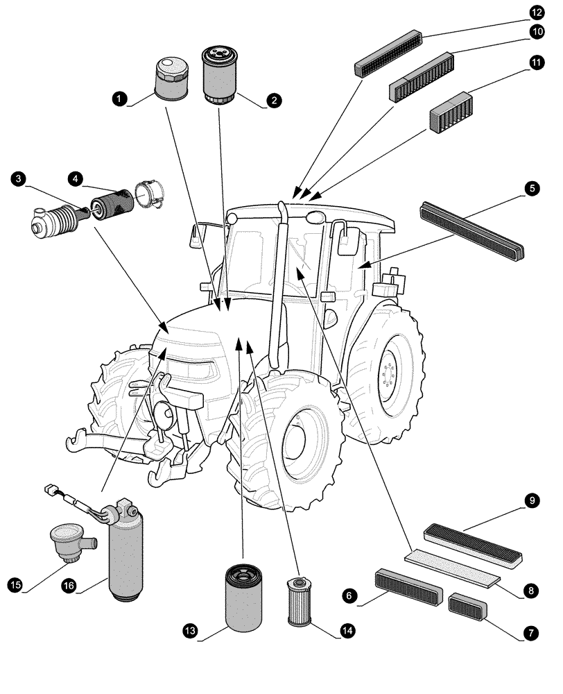 Схема запчастей Case IH JX1060C - (0.05.4[01]) - MAINTENANCE PARTS - FILTERS (00) - GENERAL