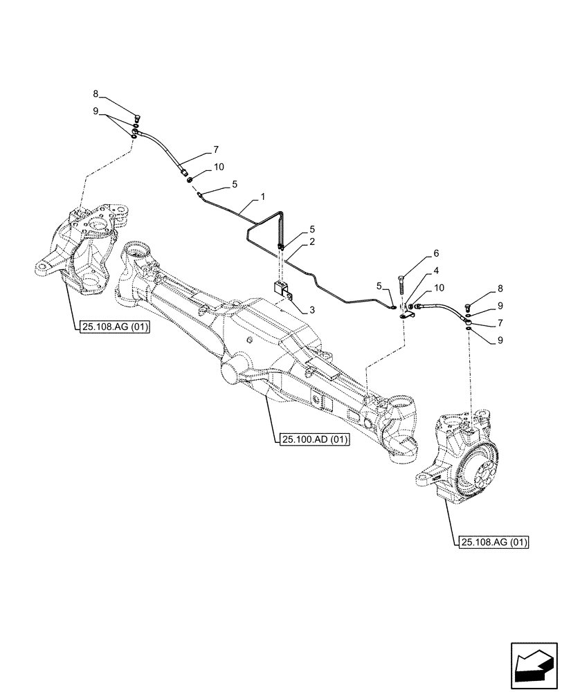 Схема запчастей Case IH PUMA 185 - (33.204.AG[02]) - VAR - 758048 - FRONT, BRAKE LINE (33) - BRAKES & CONTROLS