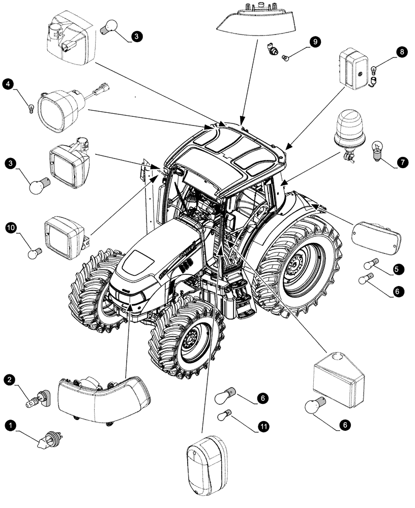 Схема запчастей Case IH FARMALL 105U - (05.100.04[04]) - MAINTENANCE PARTS - BULBS (05) - SERVICE & MAINTENANCE