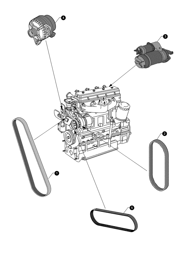 Схема запчастей Case IH MX80C - (00-40[02]) - MAINTENANCE PARTS - STARTER MOTOR, ALTERNATOR, BELTS (00) - PICTORIAL INDEX