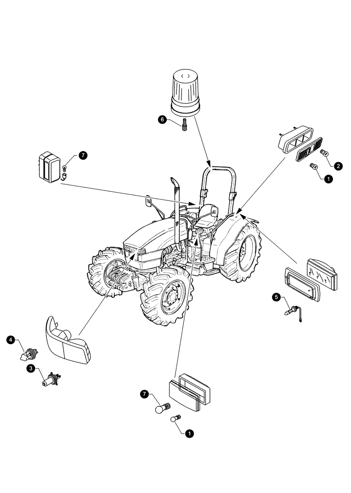 Схема запчастей Case IH MX110 - (00-40[04]) - MAINTENANCE PARTS - BULBS (00) - PICTORIAL INDEX