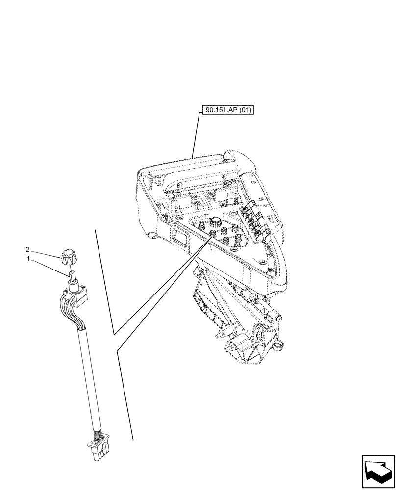 Схема запчастей Case IH PUMA 220 CVT - (55.523.AO[01]) - VAR - 758088, 758089, 758090, 758091, 758092, 758093, 758245, 758246, 758247 - POTENTIOMETER, HYDRAULIC LIFT, FRONT (55) - ELECTRICAL SYSTEMS