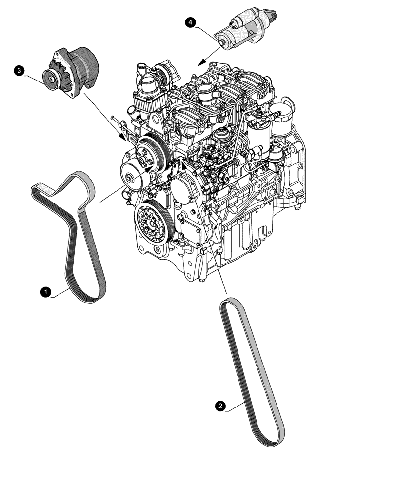 Схема запчастей Case IH FARMALL 60 - (05.100.04[02]) - MAINTENANCE PARTS - STARTER MOTOR, ALTERNATOR, BELTS (00) - GENERAL