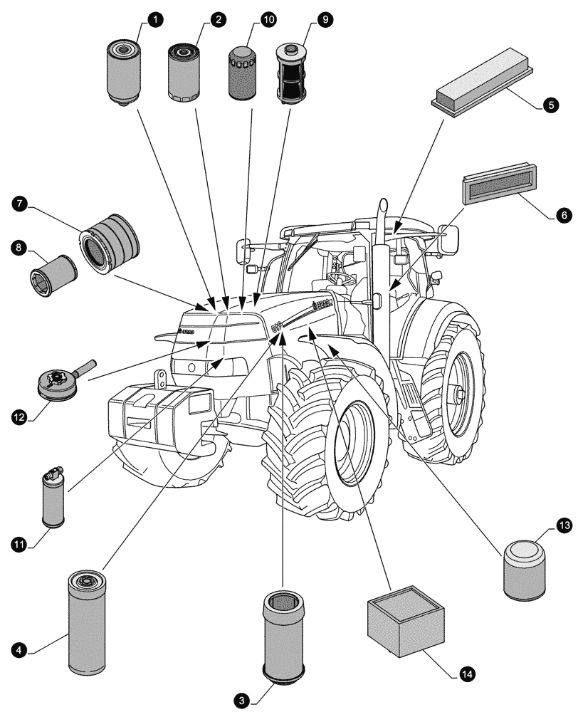 Схема запчастей Case IH PUMA 195 - (0.05.4[01]) - MAINTENANCE PARTS - FILTERS (00) - GENERAL