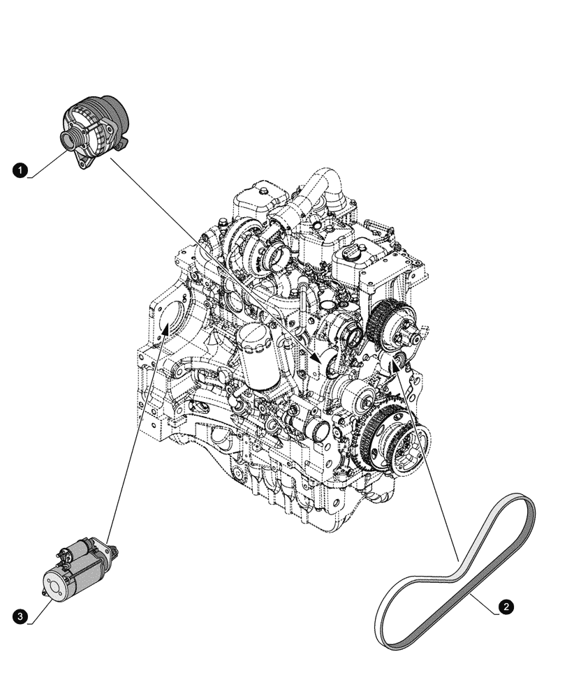 Схема запчастей Case IH PUMA 130 - (05.100.04[02]) - MAINTENANCE PARTS - STARTER MOTOR, ALTERNATOR, BELTS (05) - SERVICE & MAINTENANCE