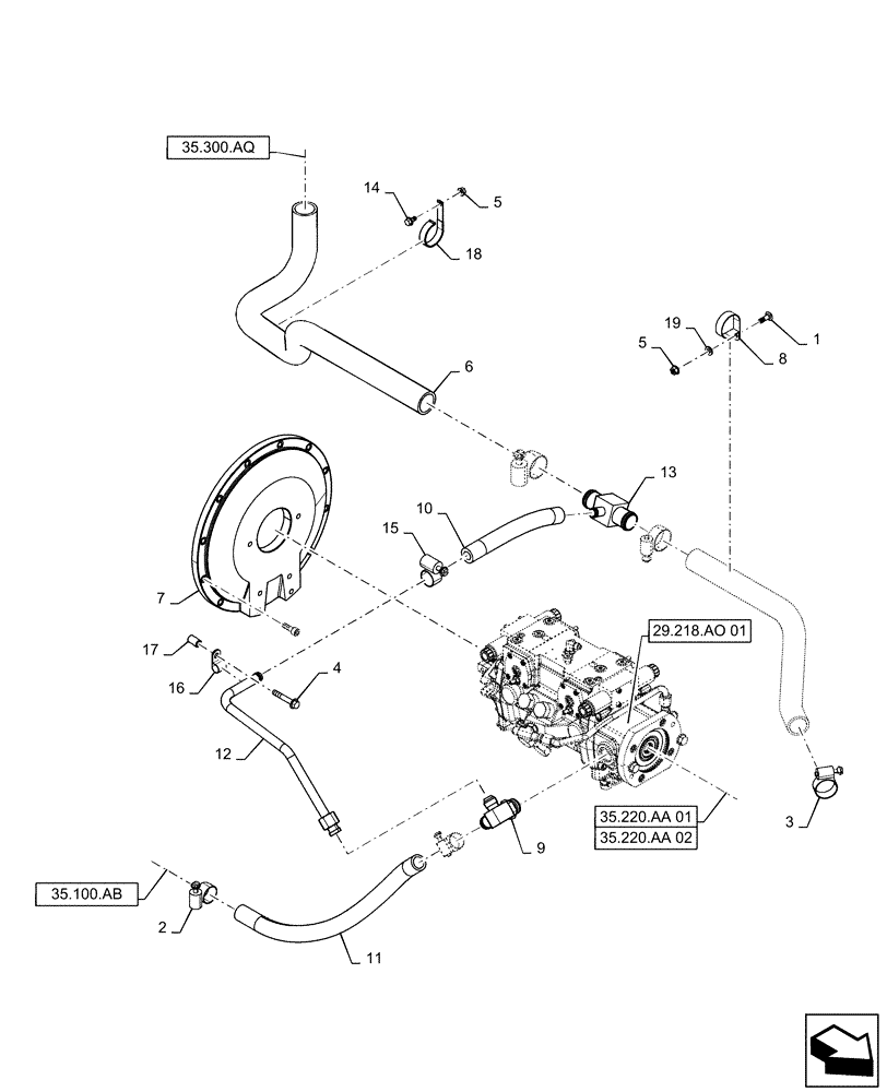 Схема запчастей Case IH TR270 - (29.204.AB[03]) - HYDROSTATIC PUMP, SUPPLY LINES, EH CONTROLS (23-MAR-2015 & PRIOR) (29) - HYDROSTATIC DRIVE