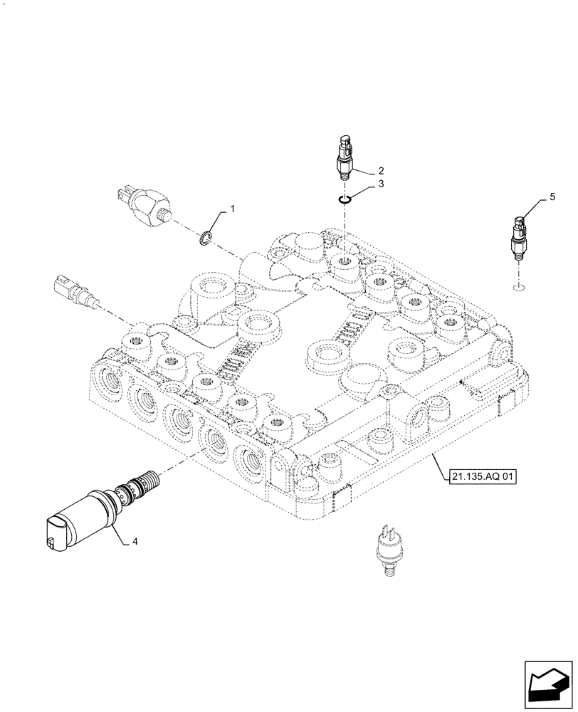 Схема запчастей Case IH PUMA1854 - (55.024.AH) - TRANSMISSION TOP COVER CONTROL VALVE, SWITCH, SOLENOID VALVE (55) - ELECTRICAL SYSTEMS