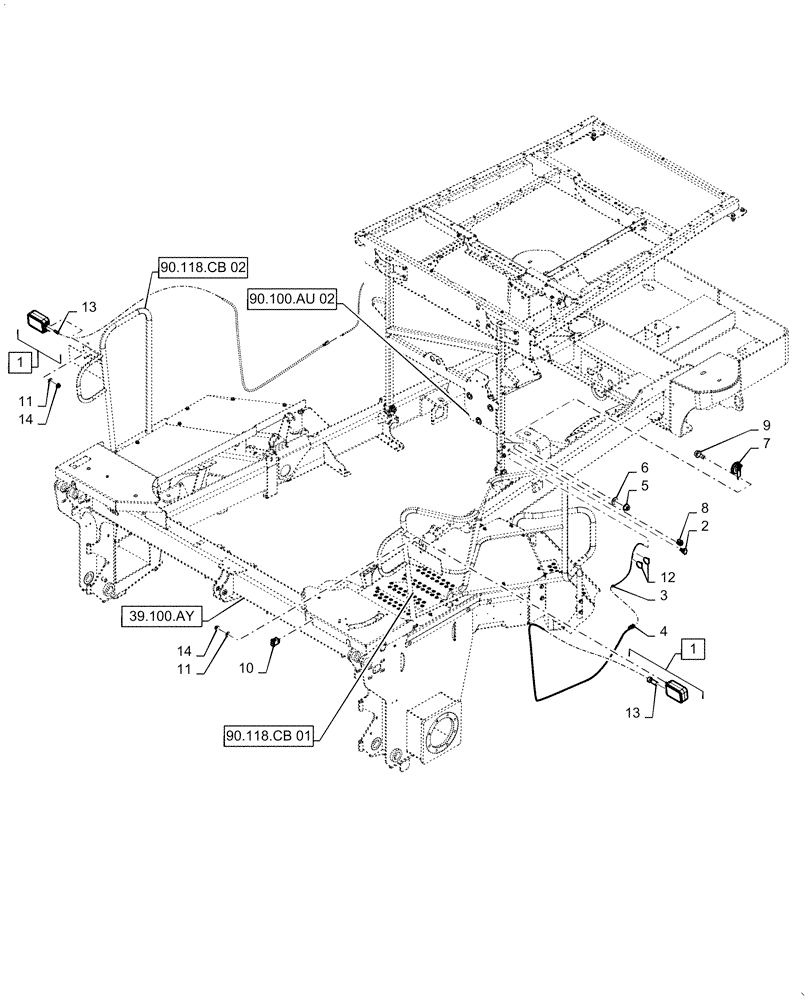 Схема запчастей Case IH WD1504 - (55.100.AX) - FRONT FRAME ELECTRIC SYSTEM CONTROL (55) - ELECTRICAL SYSTEMS